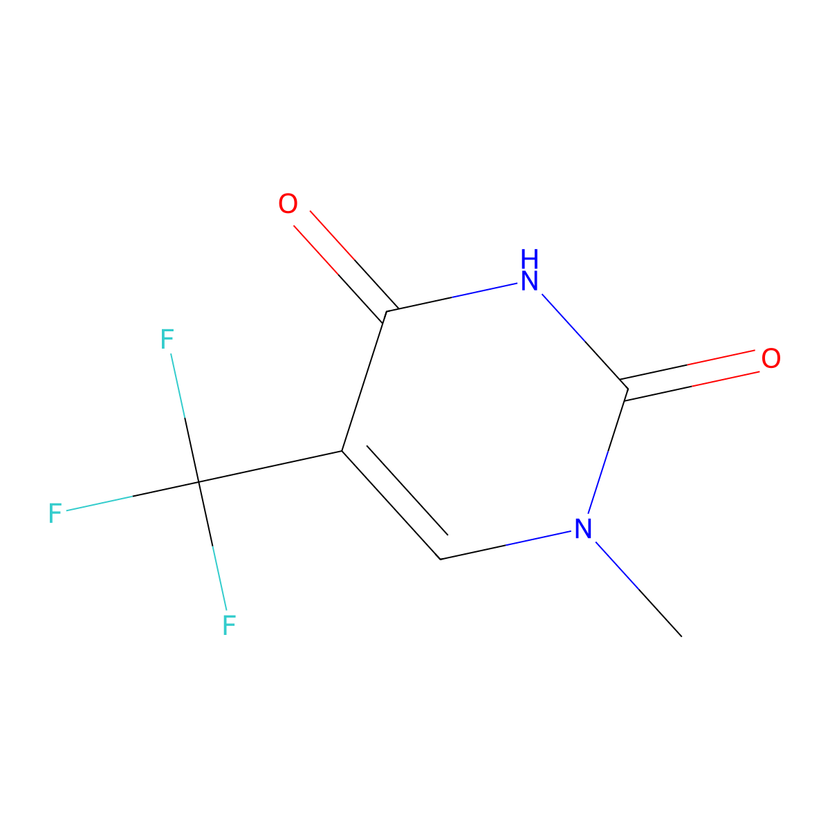 1-Methyl-5-(trifluoromethyl)pyrimidine-2,4(1H,3H)-dione molecular structure, CAS 21579-18-0
