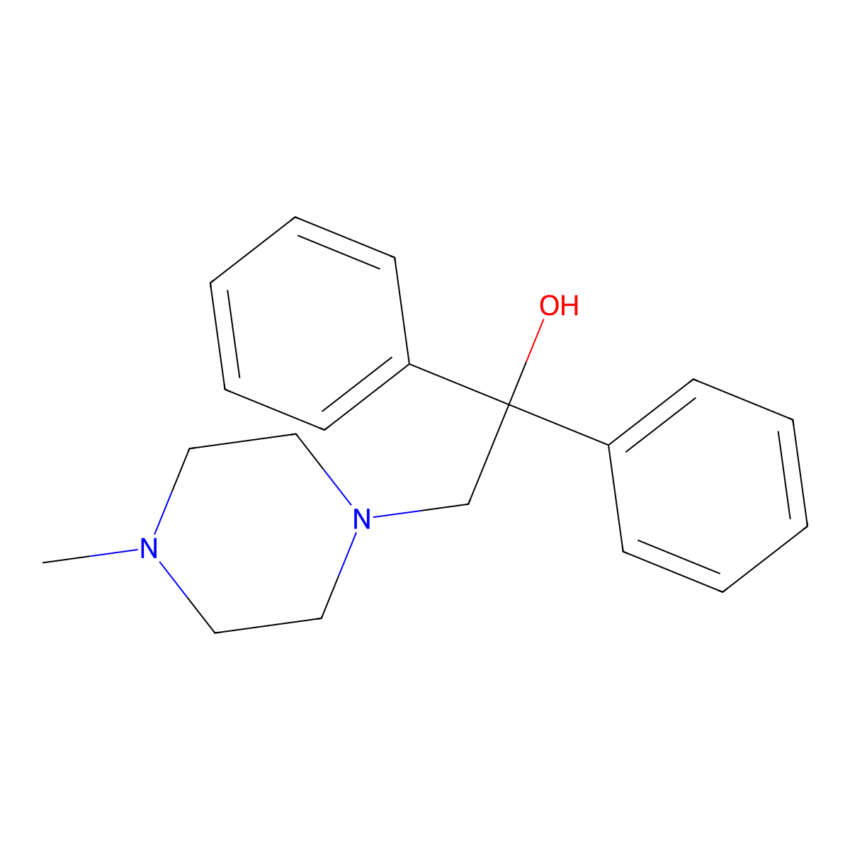 4-Methyl-alpha,alpha-diphenyl-1-piperazineethanol molecular structure, CAS 21579-78-2