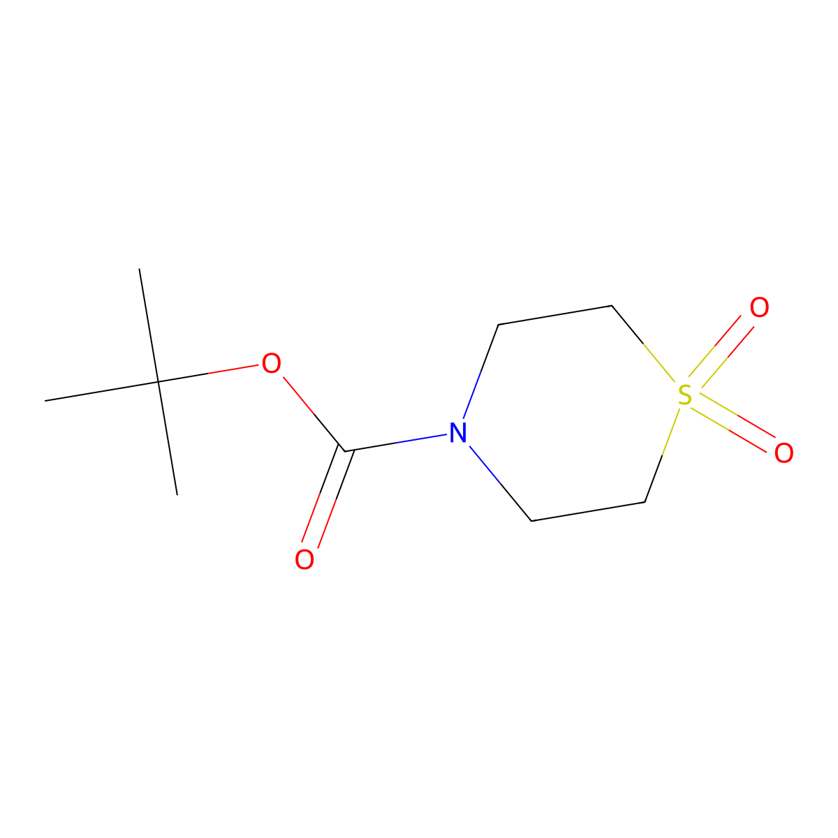Tert-butyl 1,1-dioxo-1lambda6-thiomorpholine-4-carboxylate molecular structure, CAS 215791-95-0