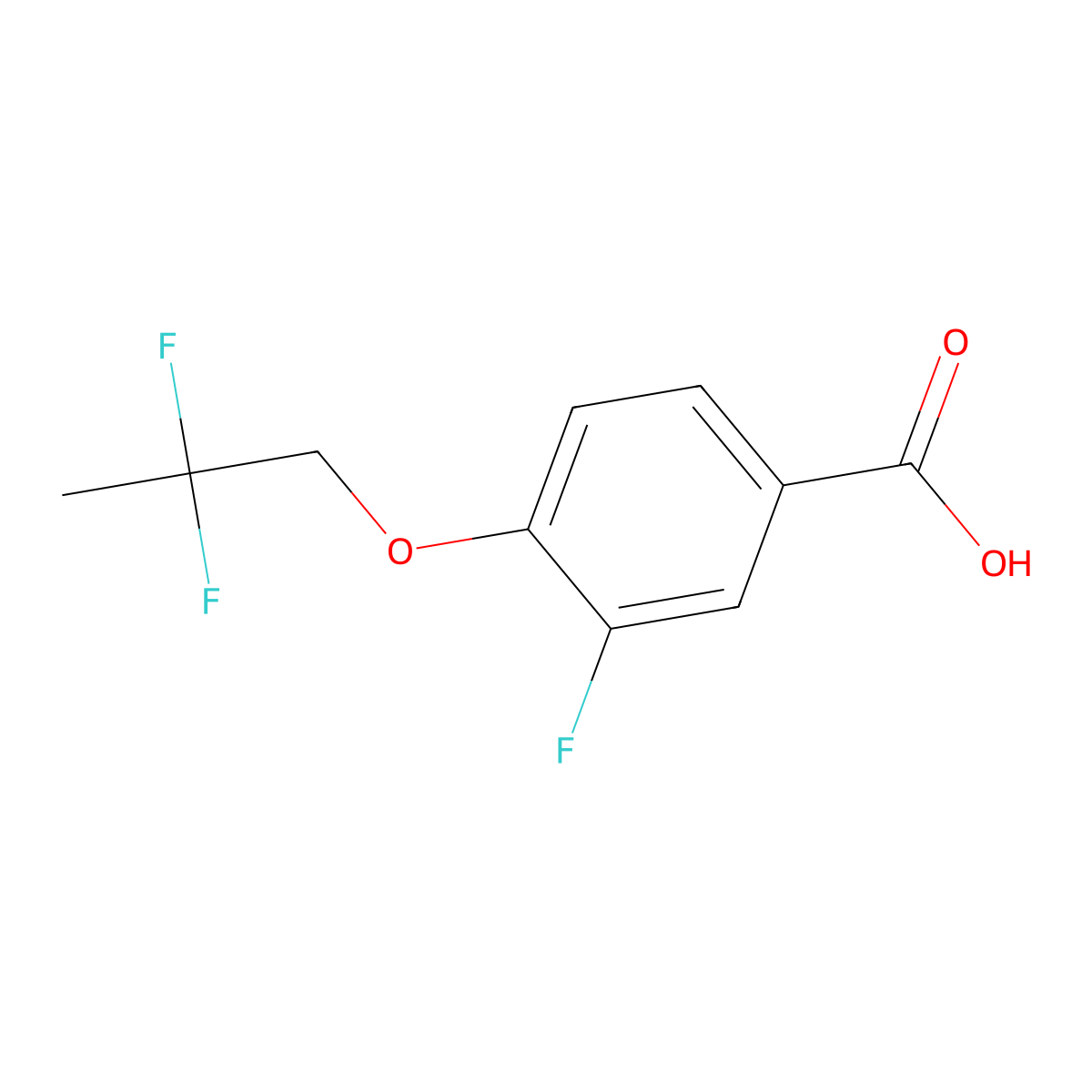 4-(2,2-Difluoro-propoxy)-3-fluoro-benzoic acid molecular structure, CAS 2157958-67-1