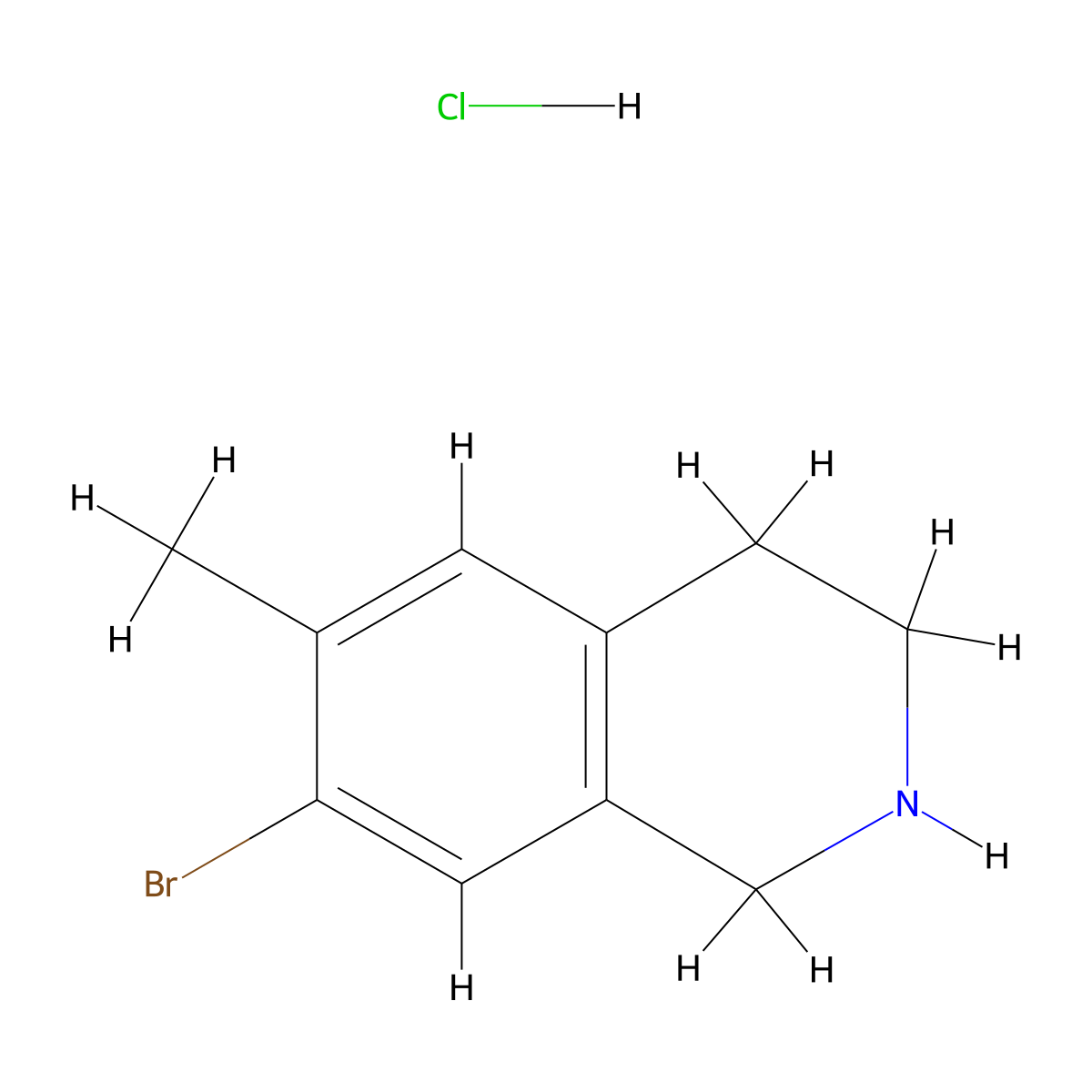 7-Bromo-6-methyl-1,2,3,4-tetrahydroisoquinoline hydrochloride molecular structure, CAS 215798-22-4