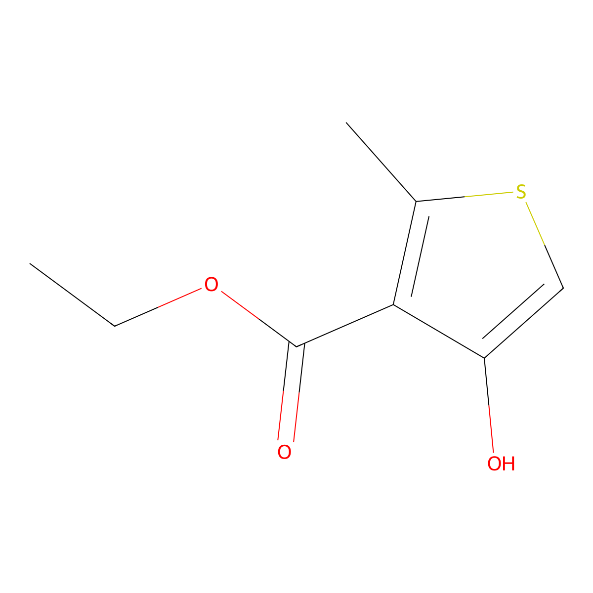 Ethyl 4-hydroxy-2-methylthiophene-3-carboxylate molecular structure, CAS 2158-82-9