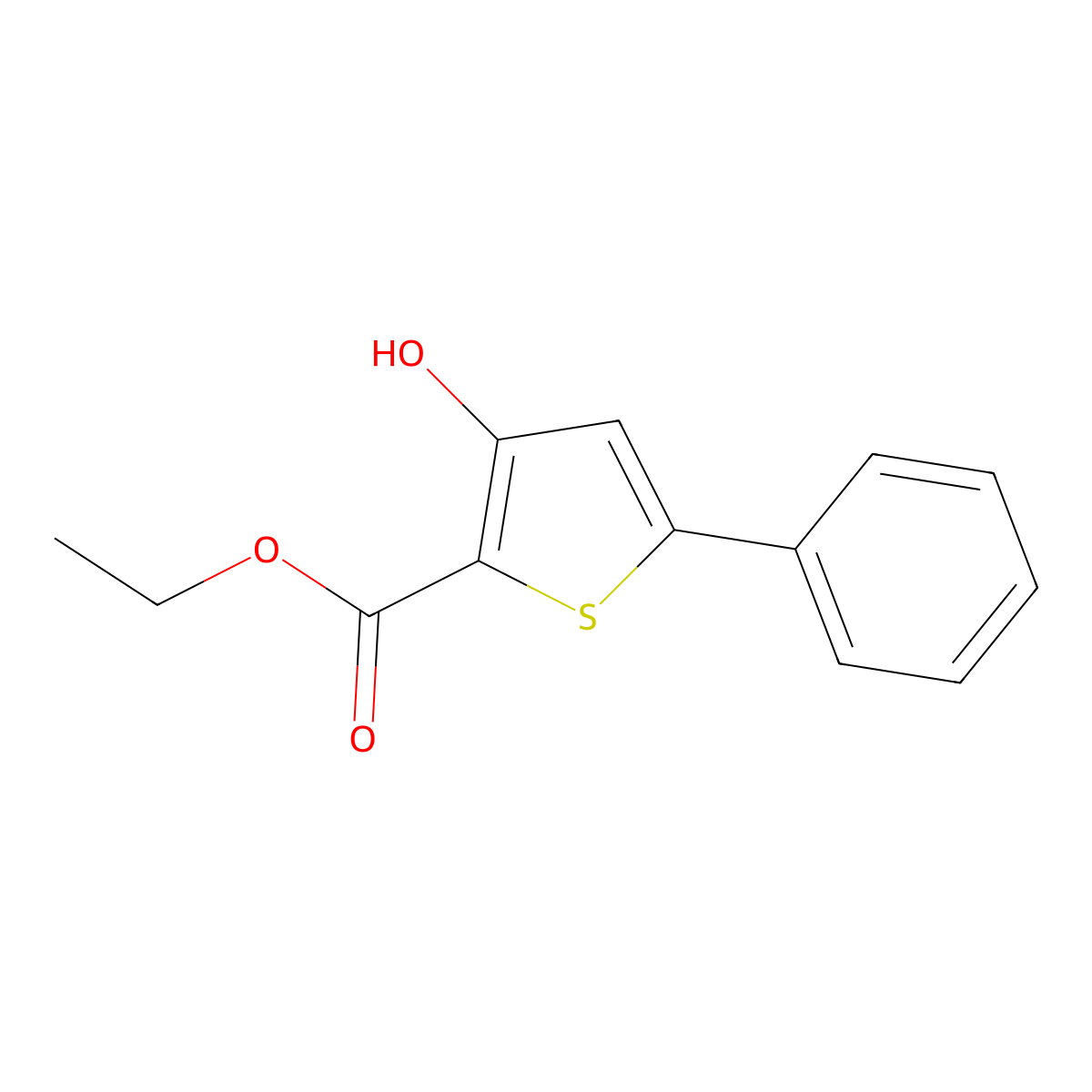 Ethyl 3-hydroxy-5-phenylthiophene-2-carboxylate molecular structure, CAS 2158-86-3