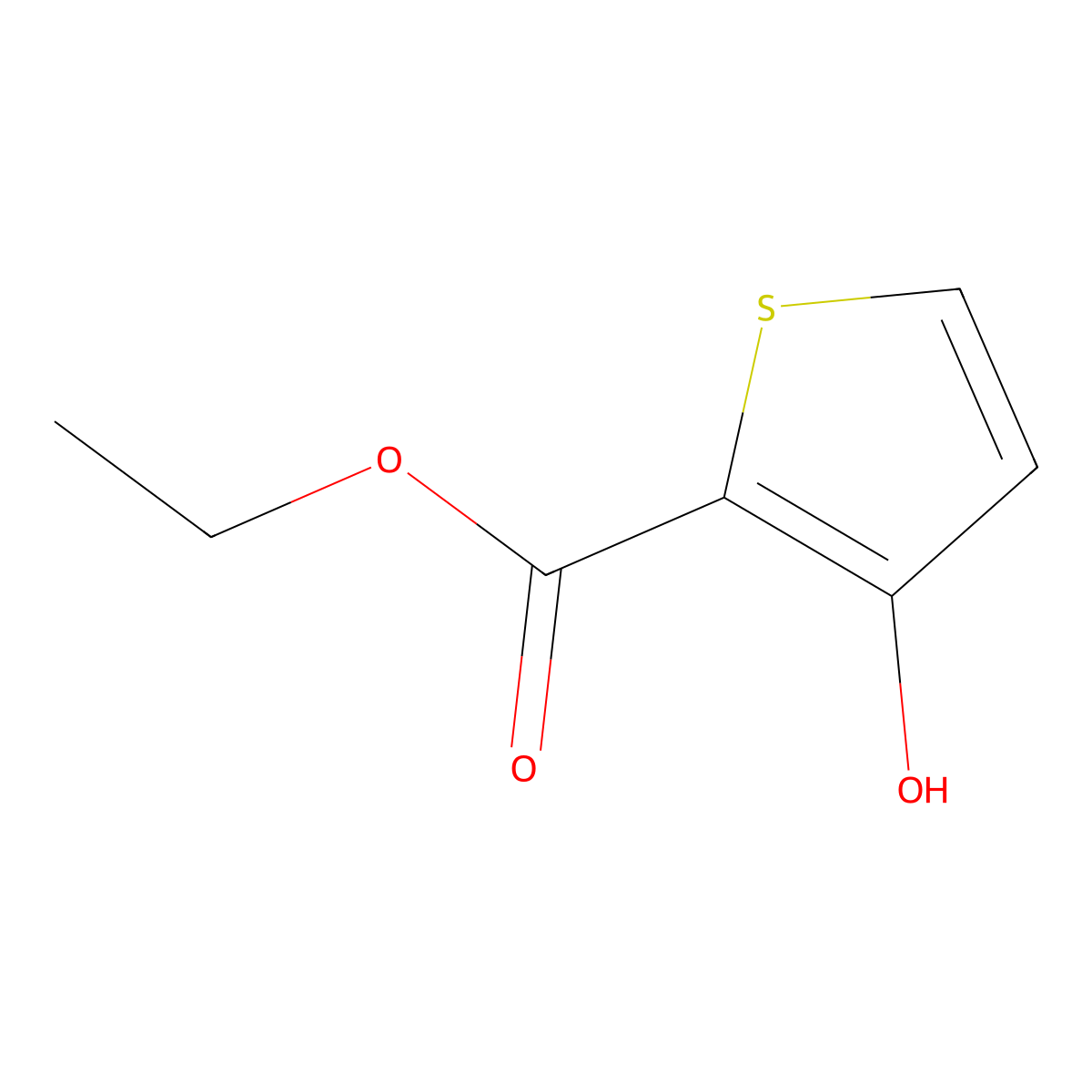 2-Thiophenecarboxylic acid, 3-hydroxy-, ethyl ester molecular structure, CAS 2158-88-5