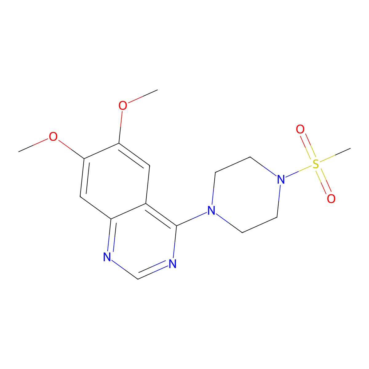 4-(4-Methanesulfonylpiperazin-1-yl)-6,7-dimethoxyquinazoline molecular structure, CAS 21580-25-6