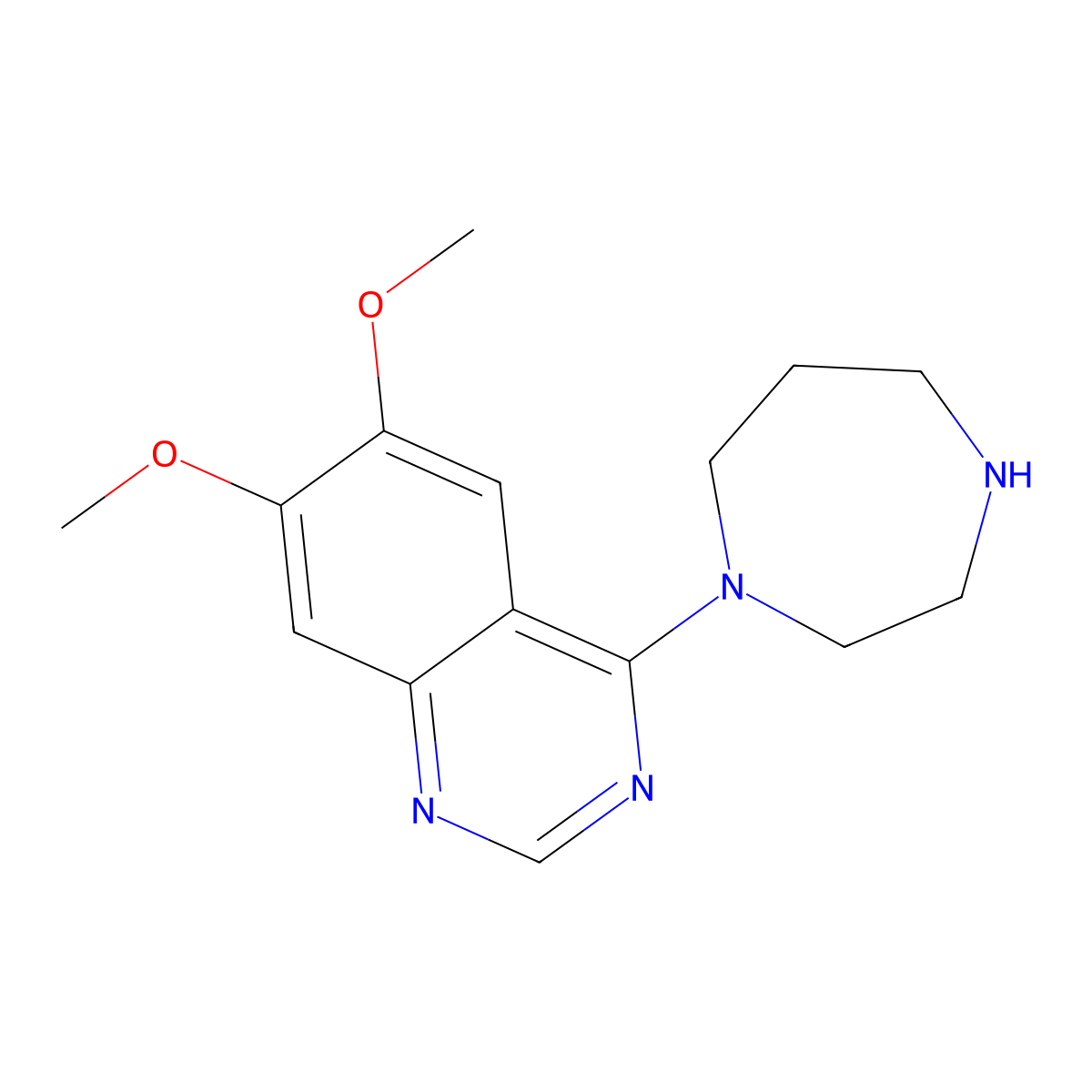 4-(Hexahydro-1H-1,4-diazepin-1-yl)-6,7-dimethoxyquinazoline molecular structure, CAS 21580-28-9