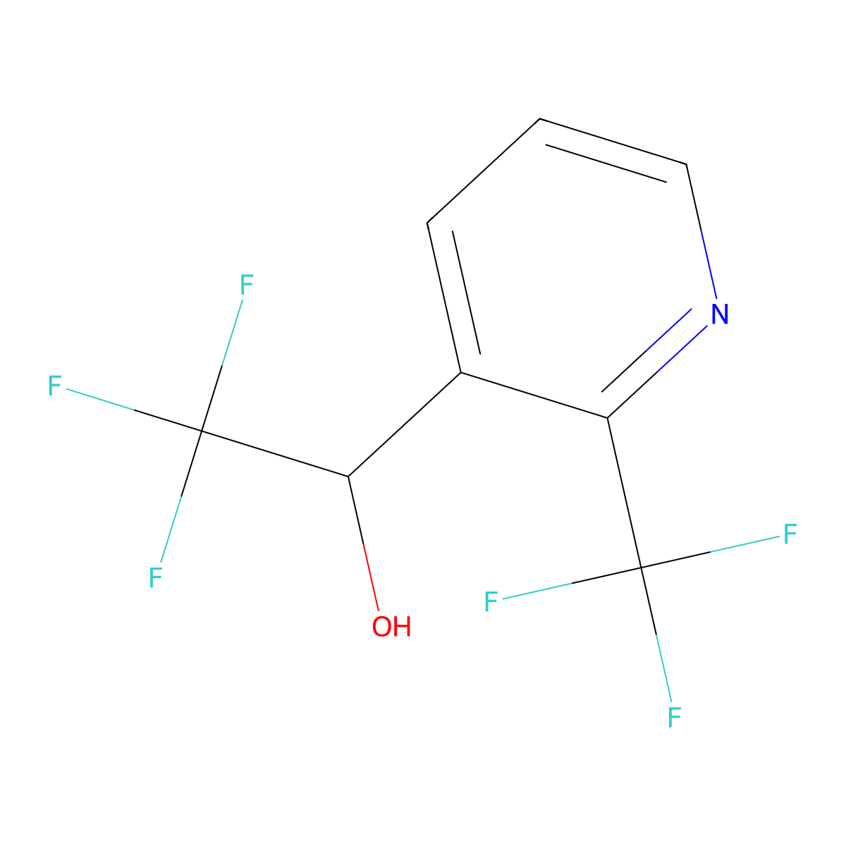2,2,2-Trifluoro-1-[2-(trifluoromethyl)pyridin-3-yl]ethan-1-ol molecular structure, CAS 2158014-70-9