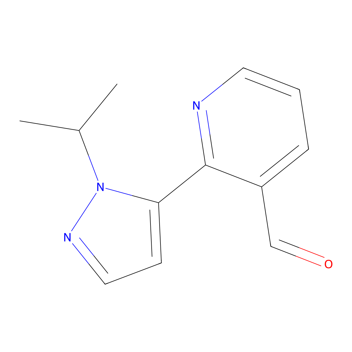 2-(1-isopropyl-1H-pyrazol-5-yl)nicotinaldehyde molecular structure, CAS 2158017-16-2