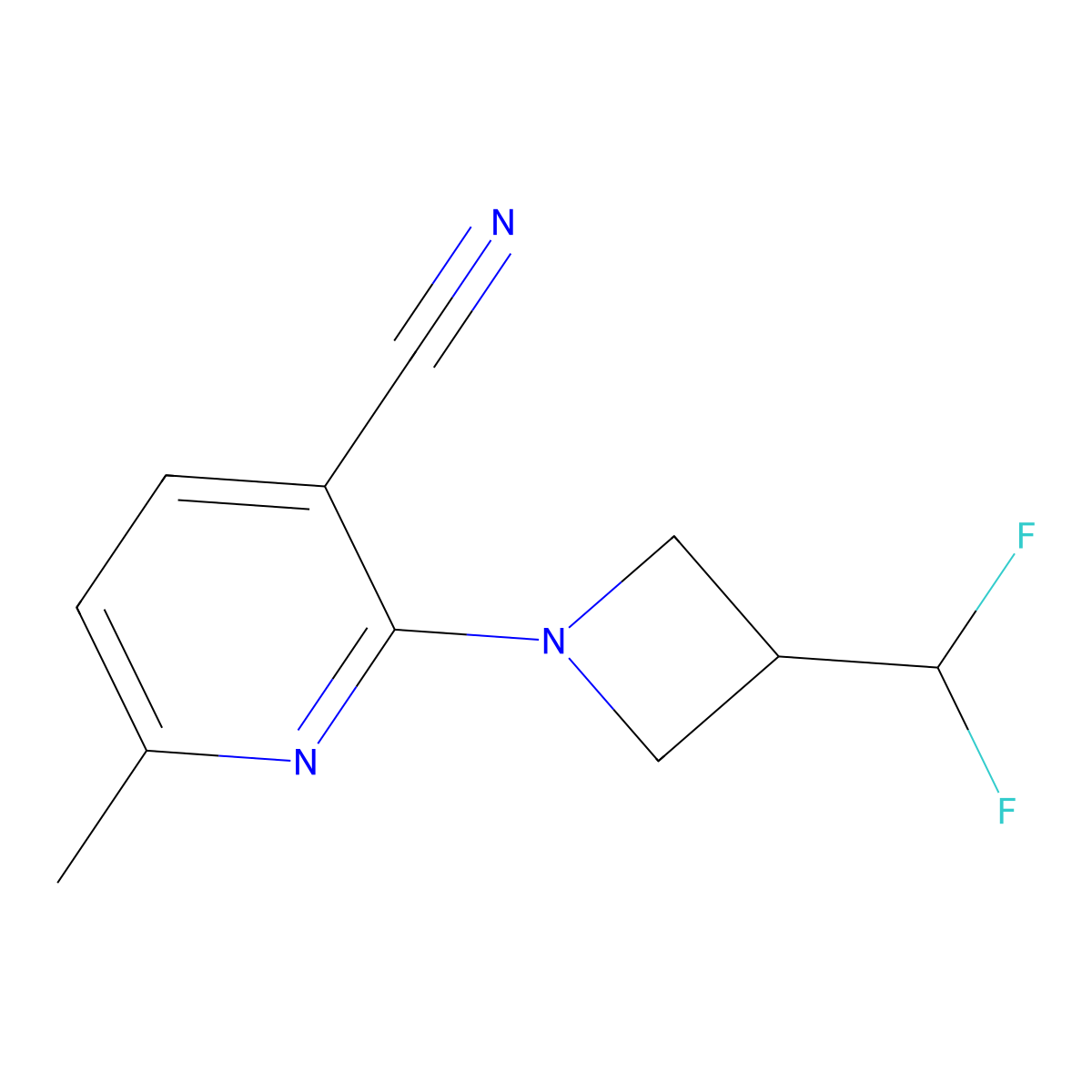 2-[3-(Difluoromethyl)azetidin-1-yl]-6-methylpyridine-3-carbonitrile molecular structure, CAS 2158037-28-4