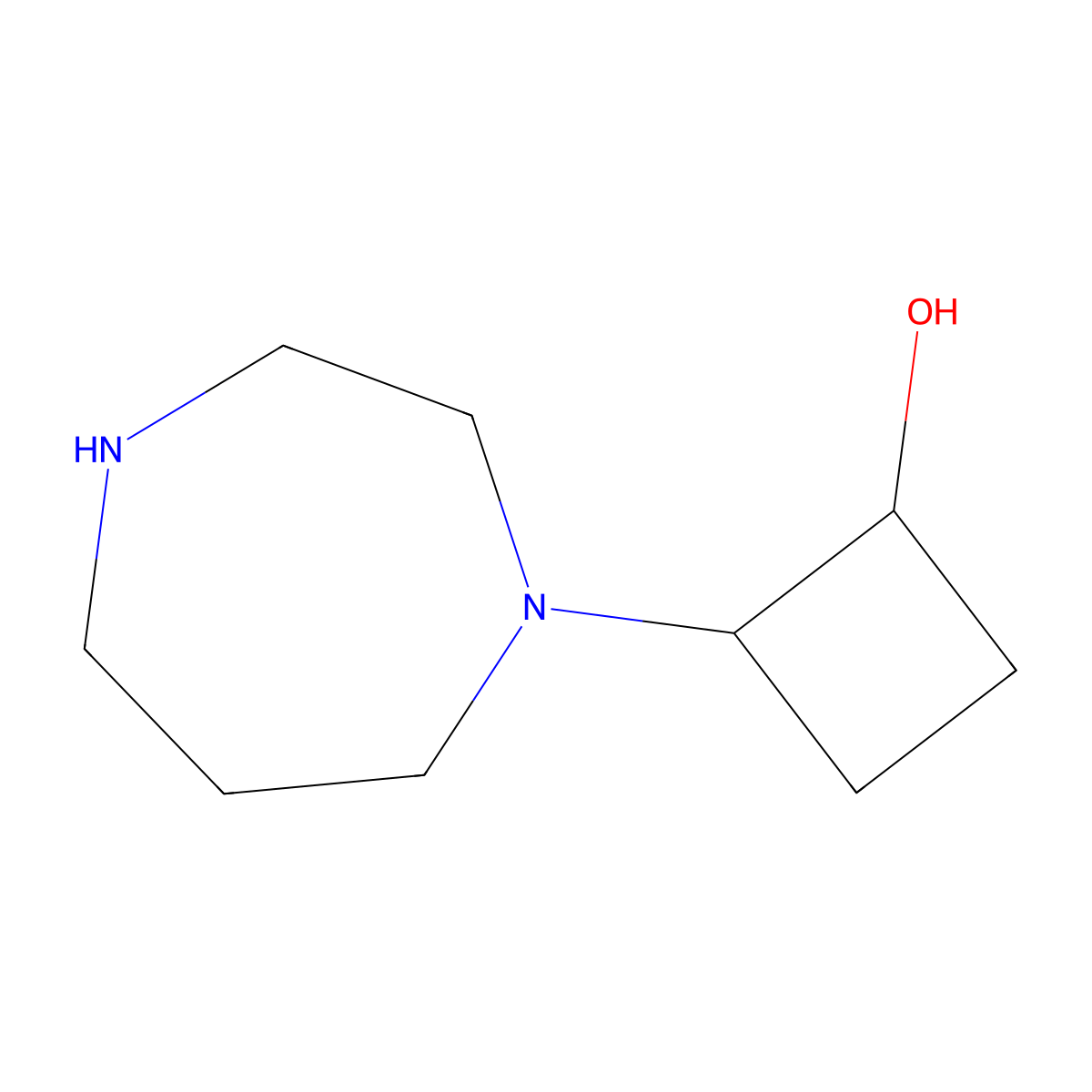 2-(1,4-Diazepan-1-yl)cyclobutan-1-ol molecular structure, CAS 2158074-00-9