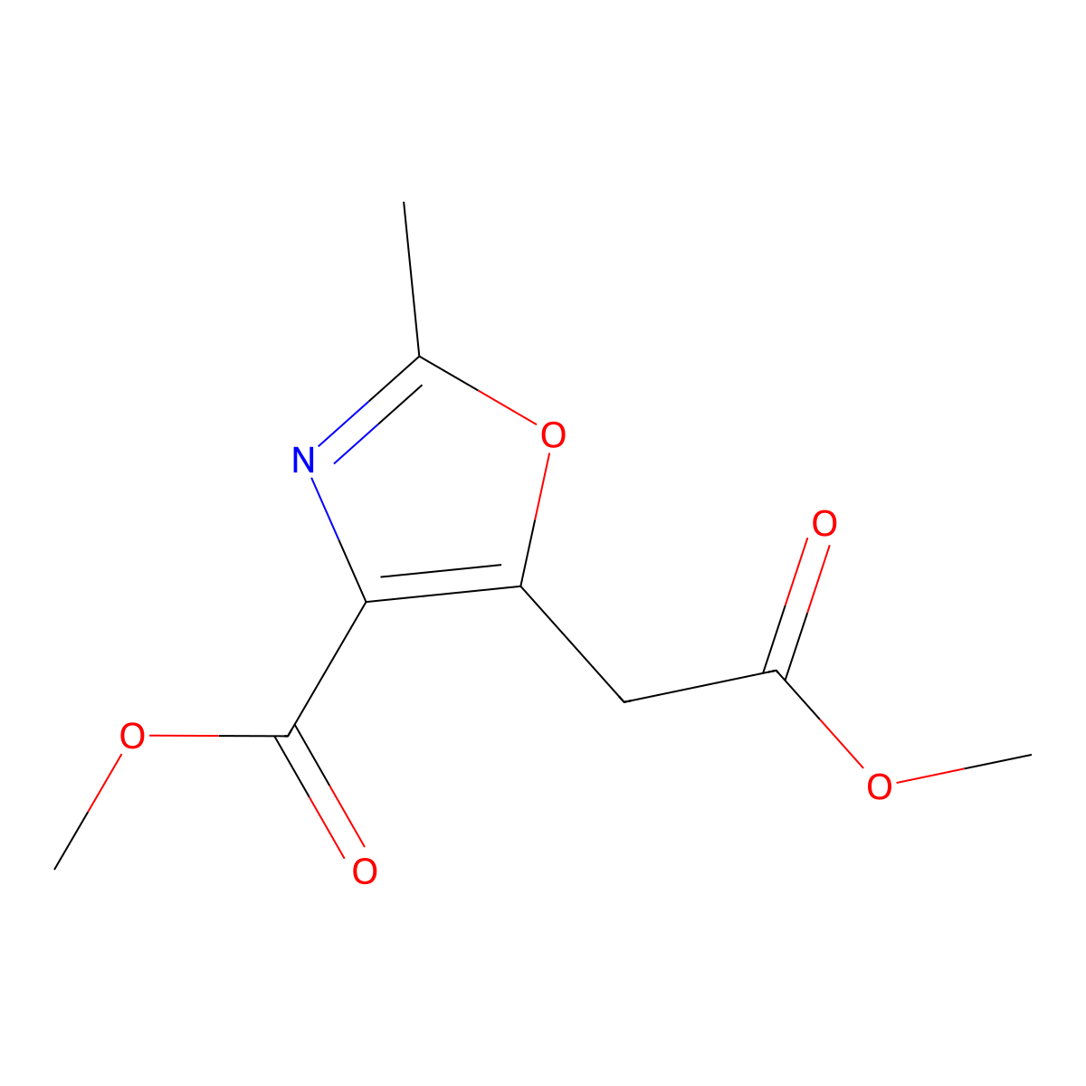 Methyl 5-(2-methoxy-2-oxoethyl)-2-methyloxazole-4-carboxylate molecular structure, CAS 215808-73-4