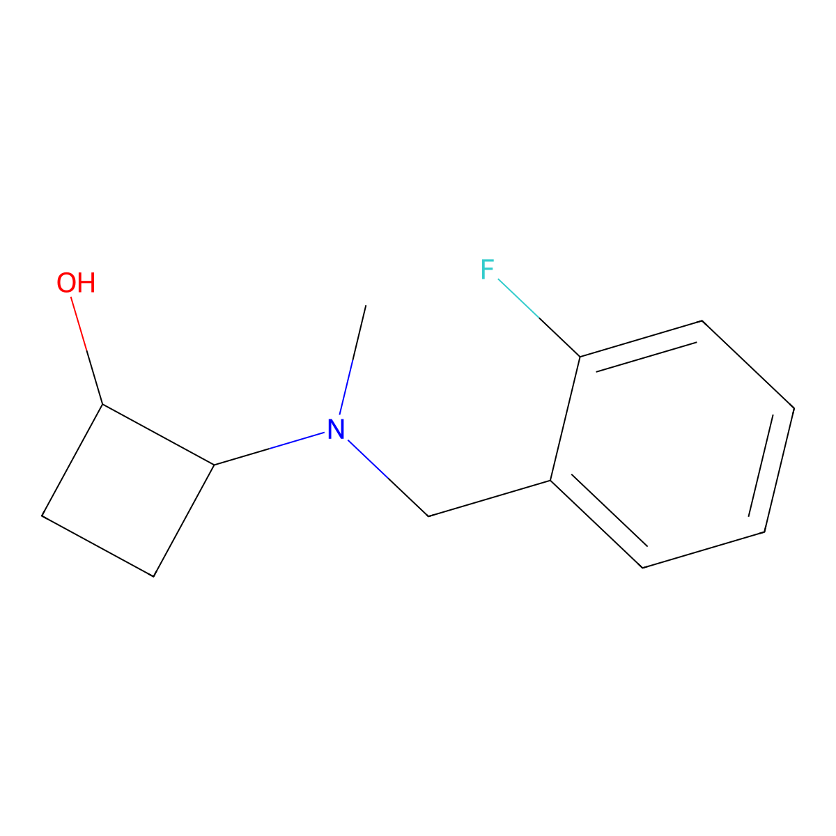2-{[(2-Fluorophenyl)methyl](methyl)amino}cyclobutan-1-ol molecular structure, CAS 2158139-63-8