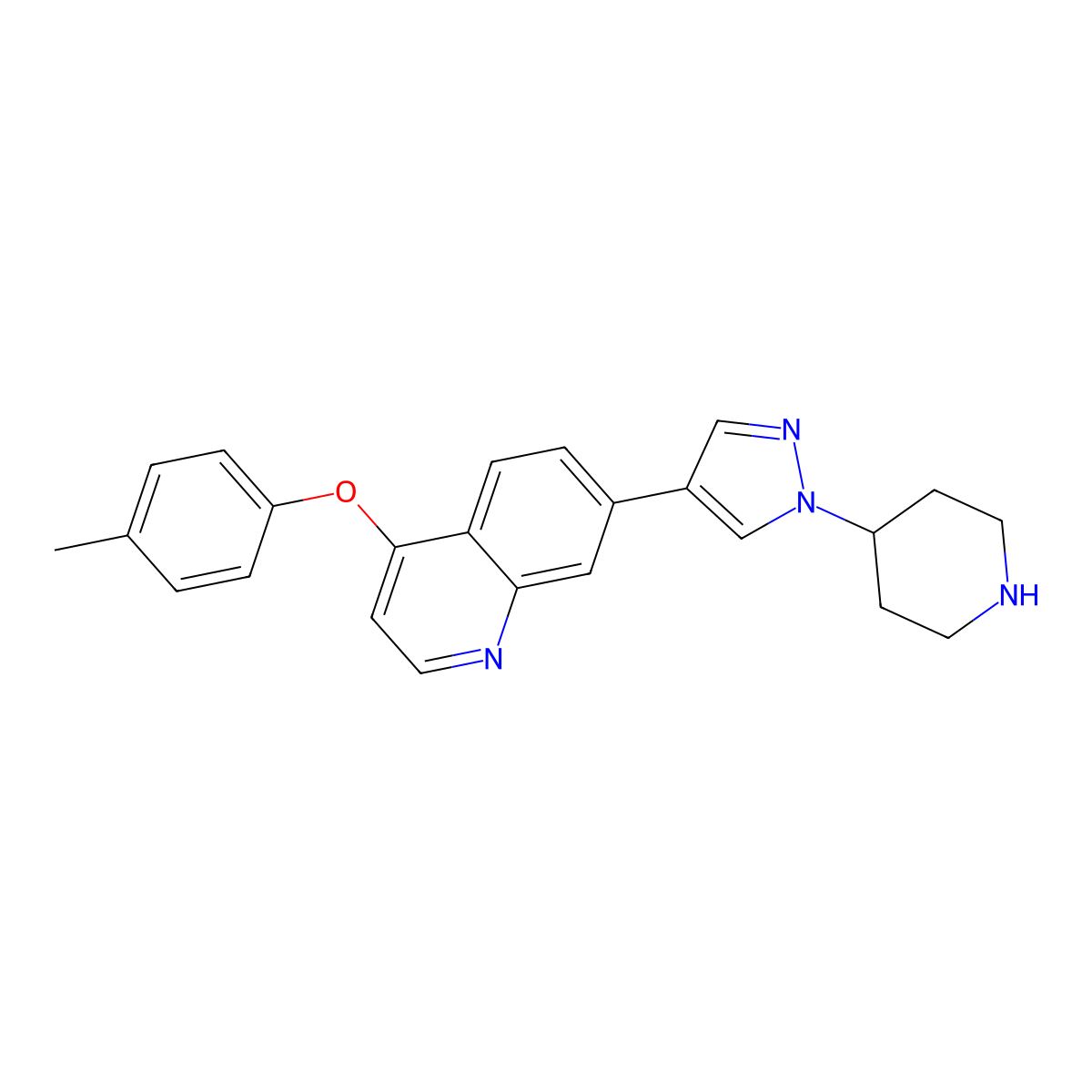 7-(1-(Piperidin-4-yl)-1h-pyrazol-4-yl)-4-(p-tolyloxy)quinoline molecular structure, CAS 2158197-70-5