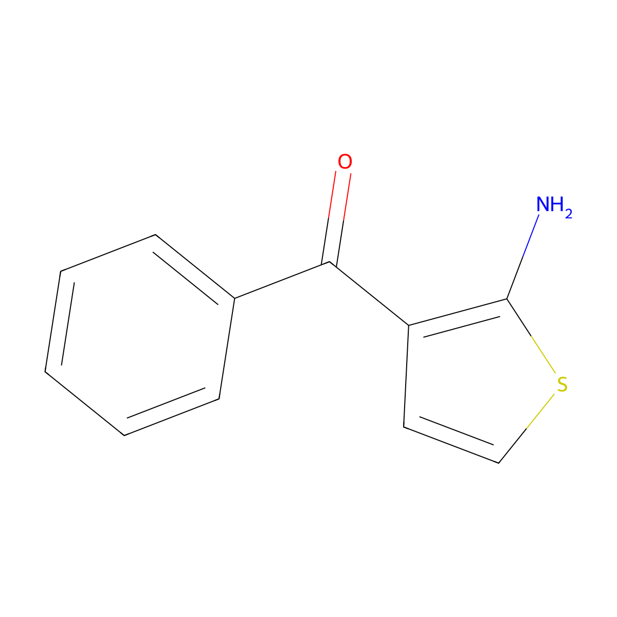 (2-Aminothiophen-3-yl)(phenyl)methanone molecular structure, CAS 21582-44-5