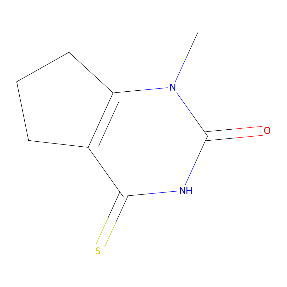 1-methyl-4-thioxo-1,3,4,5,6,7-hexahydro-2H-cyclopenta[d]pyrimidin-2-one molecular structure, CAS 21582-63-8