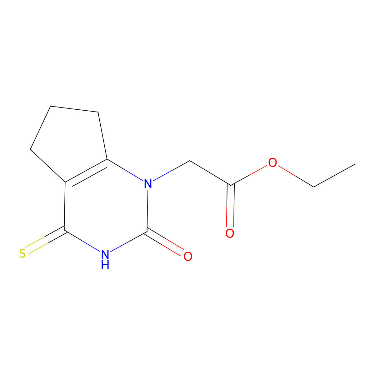 ethyl 2-(2-oxo-4-thioxo-2,3,4,5,6,7-hexahydro-1H-cyclopenta[d]pyrimidin-1-yl)acetate molecular structure, CAS 21582-67-2