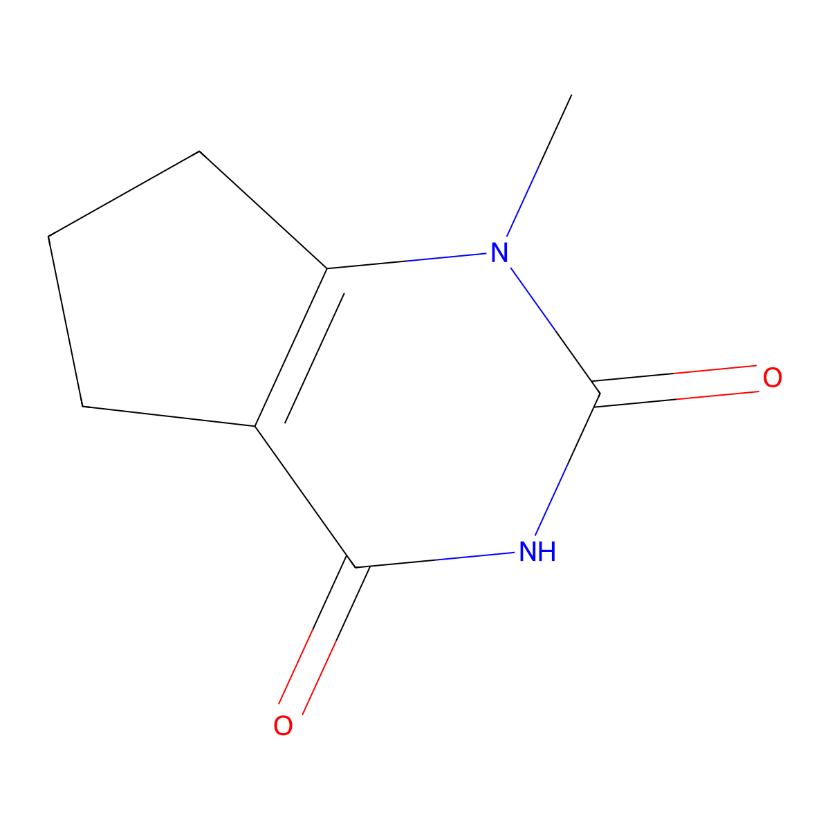 1-Methyl-1H,2H,3H,4H,5H,6H,7H-cyclopenta[d]pyrimidine-2,4-dione molecular structure, CAS 21582-84-3