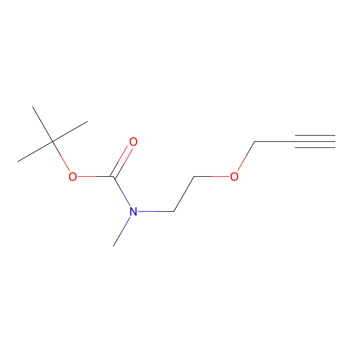 tert-Butyl methyl(2-(prop-2-yn-1-yloxy)ethyl)carbamate molecular structure, CAS 2158235-42-6
