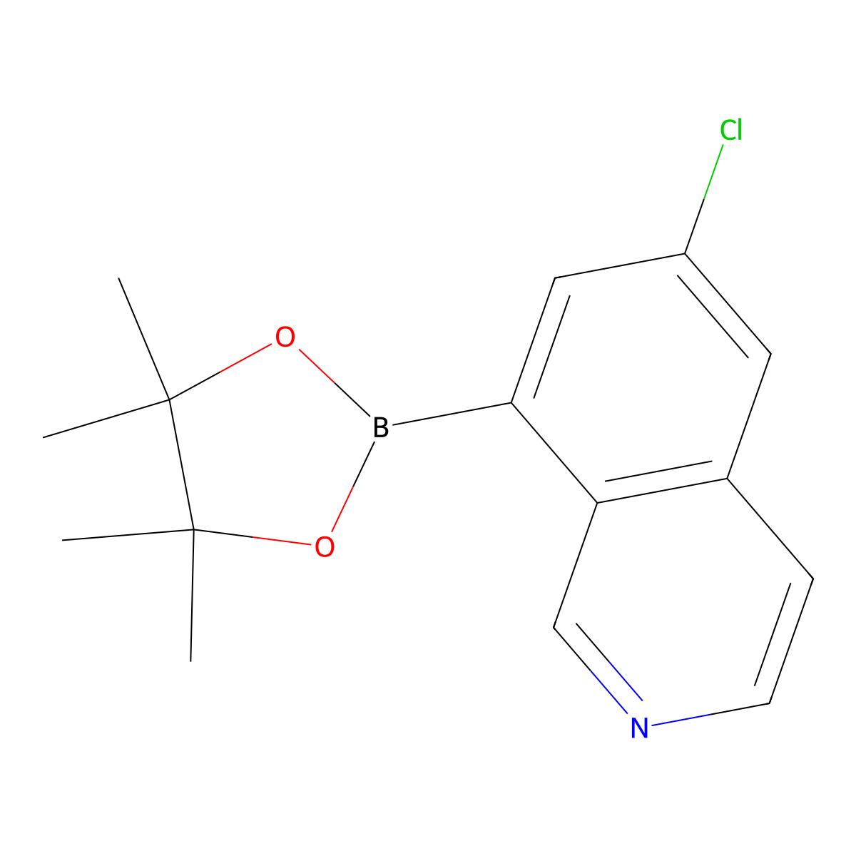 6-Chloro-8-(4,4,5,5-tetramethyl-1,3,2-dioxaborolan-2-yl)isoquinoline molecular structure, CAS 2158267-59-3