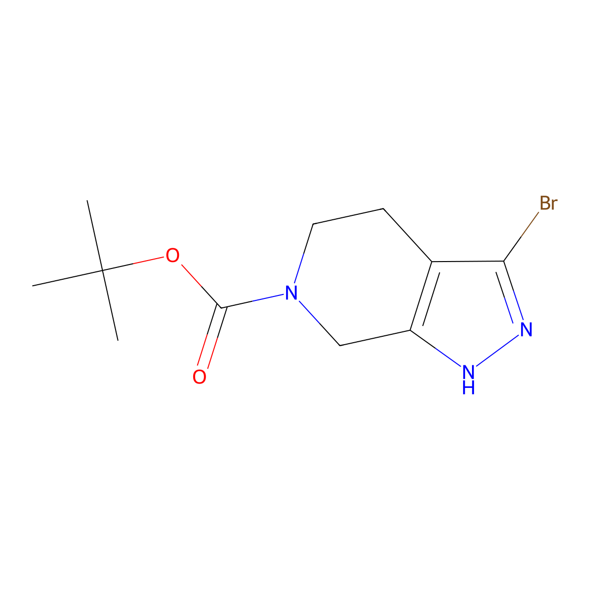 tert-Butyl 3-bromo-1,4,5,7-tetrahydro-6H-pyrazolo[3,4-c]pyridine-6-carboxylate molecular structure, CAS 2158268-53-0