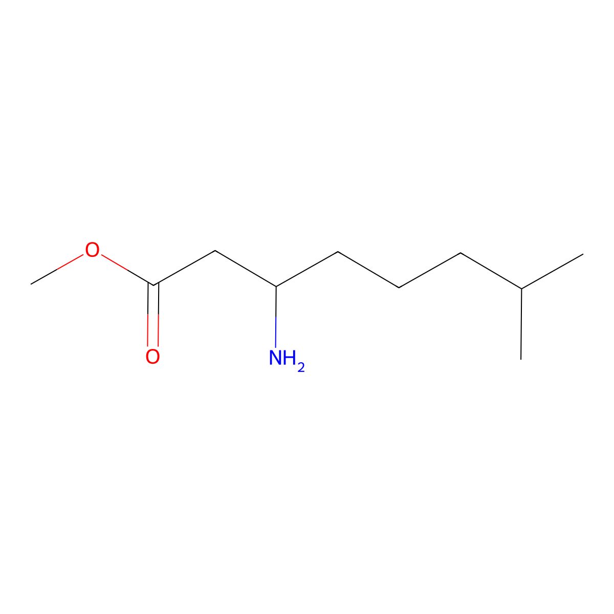 Methyl 3-amino-7-methyloctanoate molecular structure, CAS 2158289-40-6