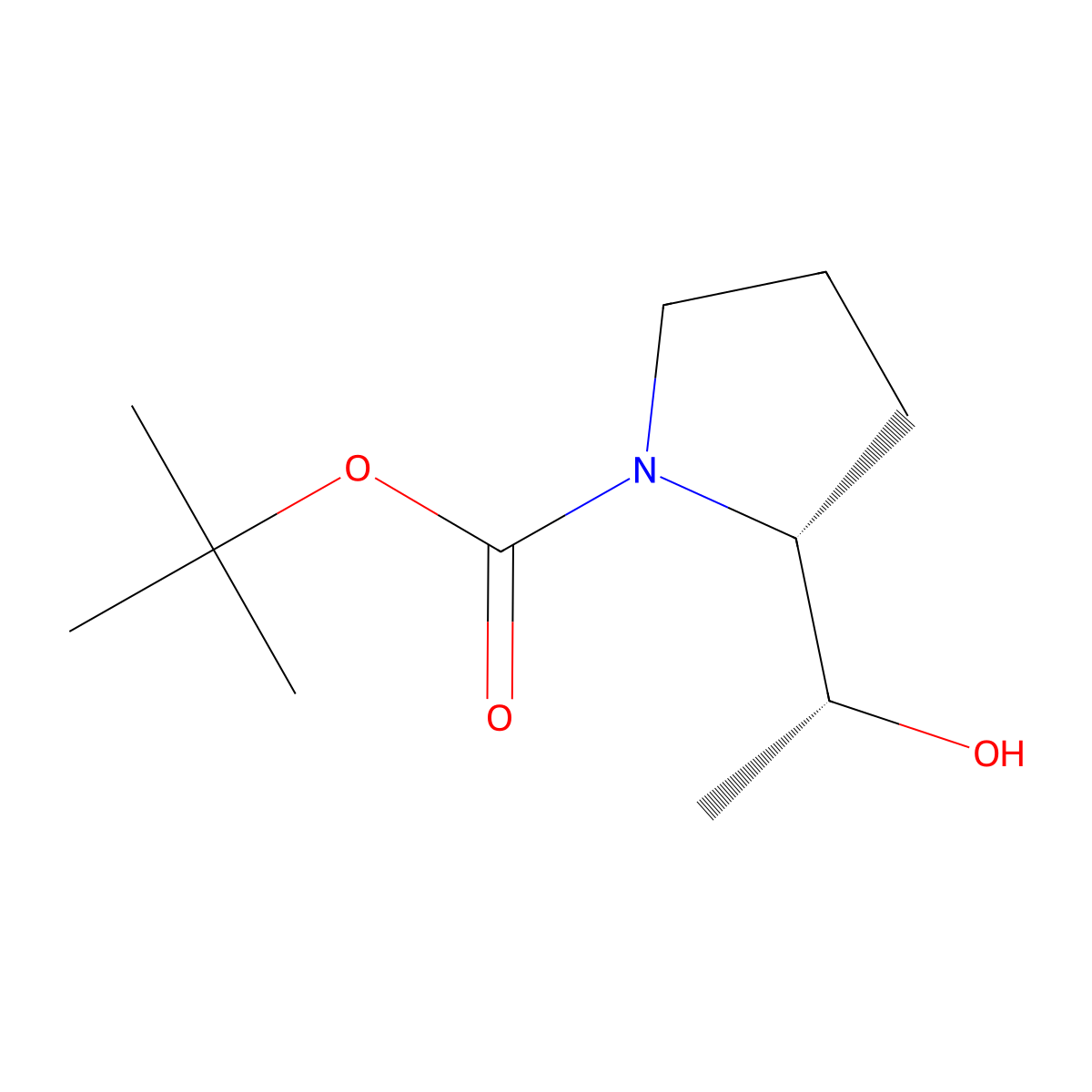 tert-Butyl (R)-2-((R)-1-hydroxyethyl)pyrrolidine-1-carboxylate molecular structure, CAS 2158299-85-3