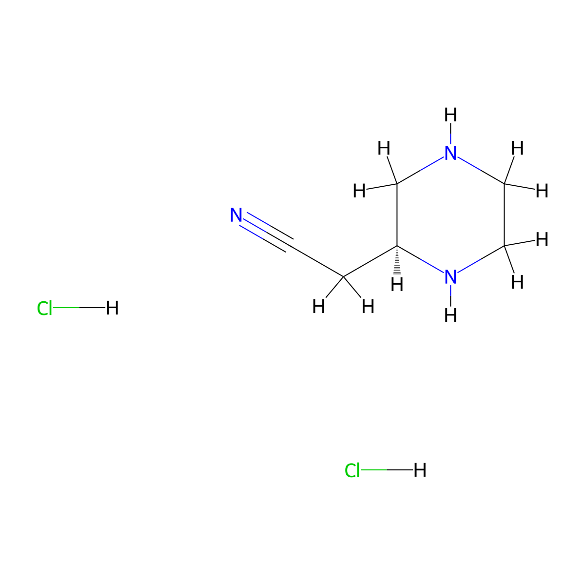 (S)-2-(Piperazin-2-yl)acetonitrile dihydrochloride molecular structure, CAS 2158301-19-8