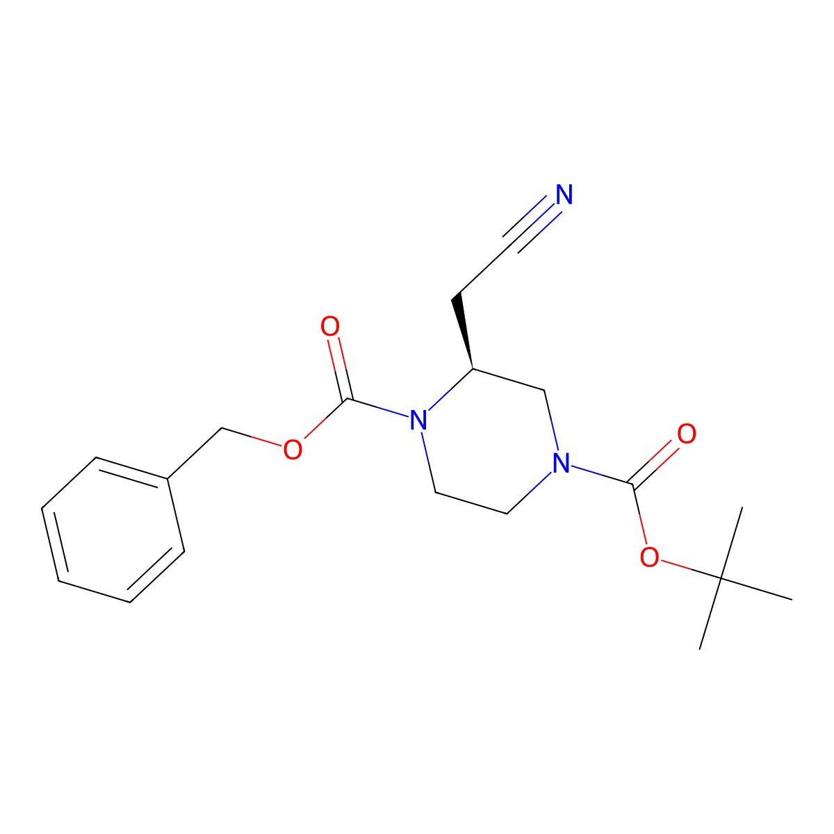 1-Benzyl 4-(tert-butyl) (S)-2-(cyanomethyl)piperazine-1,4-dicarboxylate molecular structure, CAS 2158302-00-0