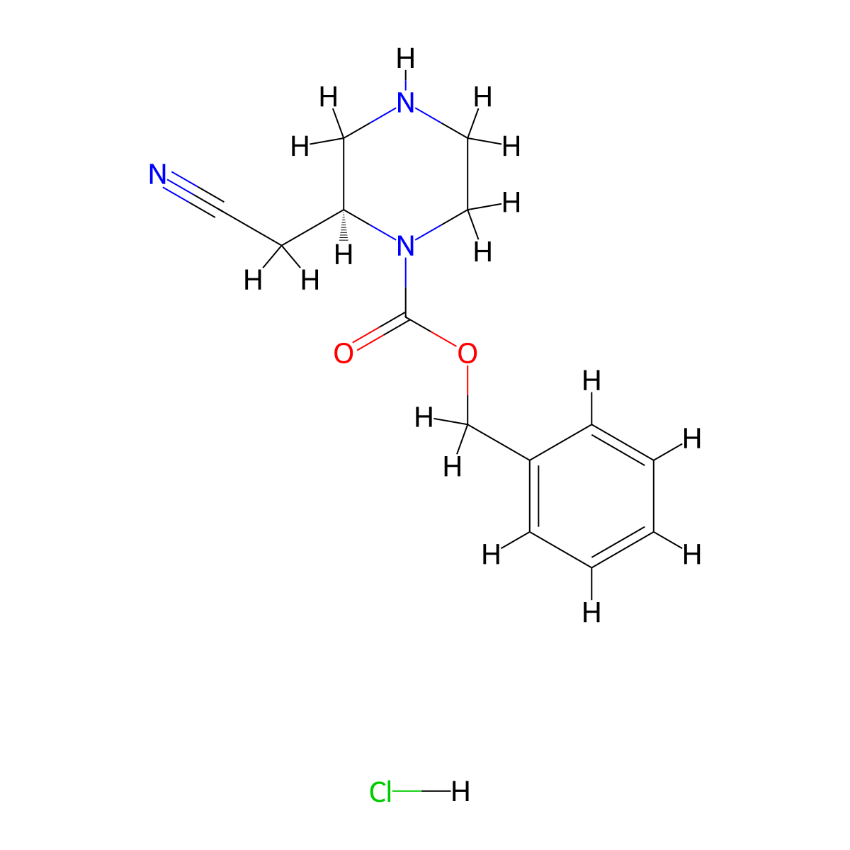 (S)-Benzyl 2-(cyanomethyl)piperazine-1-carboxylate hydrochloride molecular structure, CAS 2158302-02-2