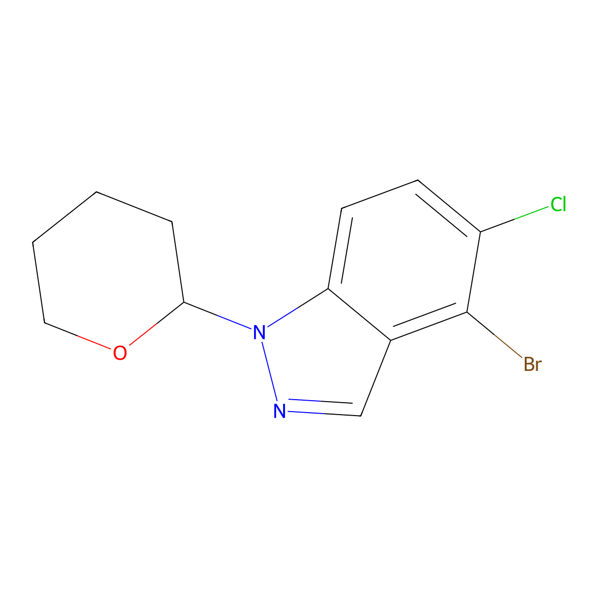 4-Bromo-5-chloro-1-(tetrahydro-2H-pyran-2-yl)-1H-indazole molecular structure, CAS 2158302-66-8