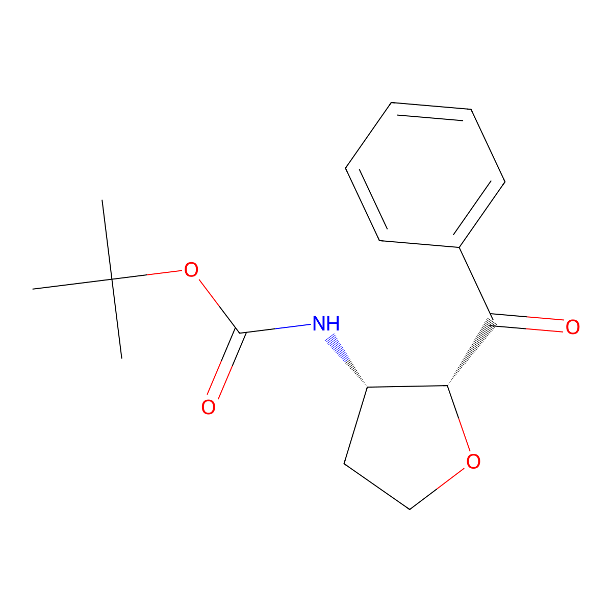 tert-butyl N-[(2R,3S)-2-benzoyloxolan-3-yl]carbamate molecular structure, CAS 2158339-64-9