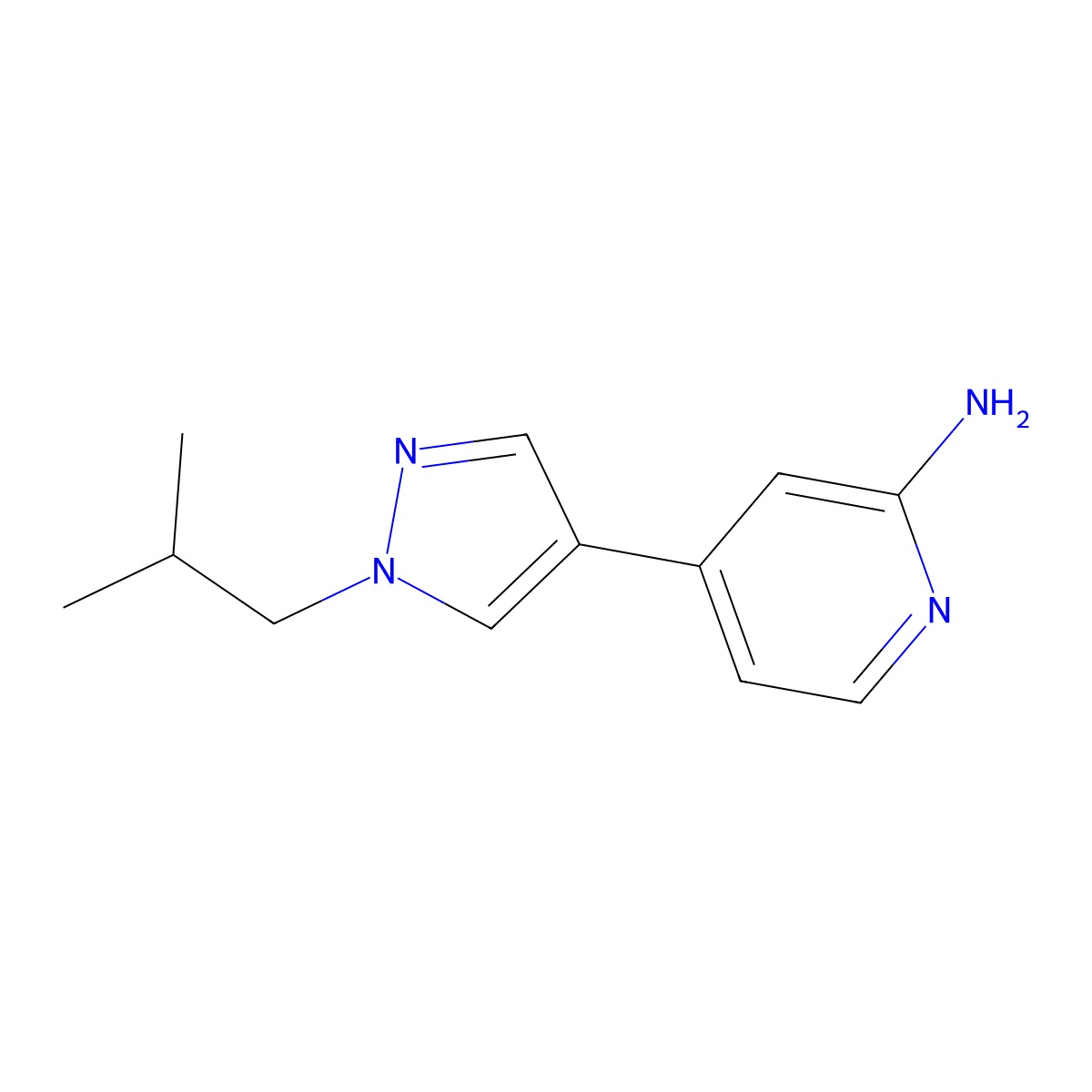 4-(1-Isobutyl-1H-pyrazol-4-yl)pyridin-2-amine molecular structure, CAS 2158365-93-4
