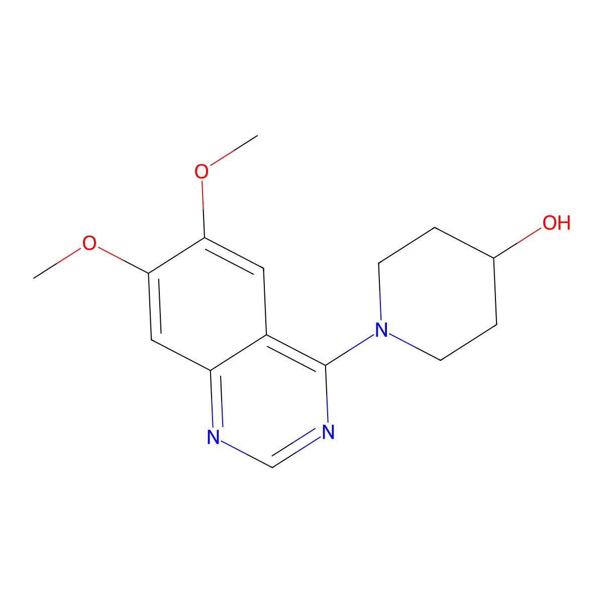 1-(6,7-Dimethoxyquinazolin-4-yl)piperidin-4-ol molecular structure, CAS 21584-67-8