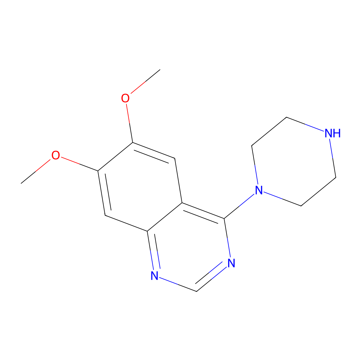 6,7-Dimethoxy-4-piperazin-1-yl-quinazoline molecular structure, CAS 21584-72-5