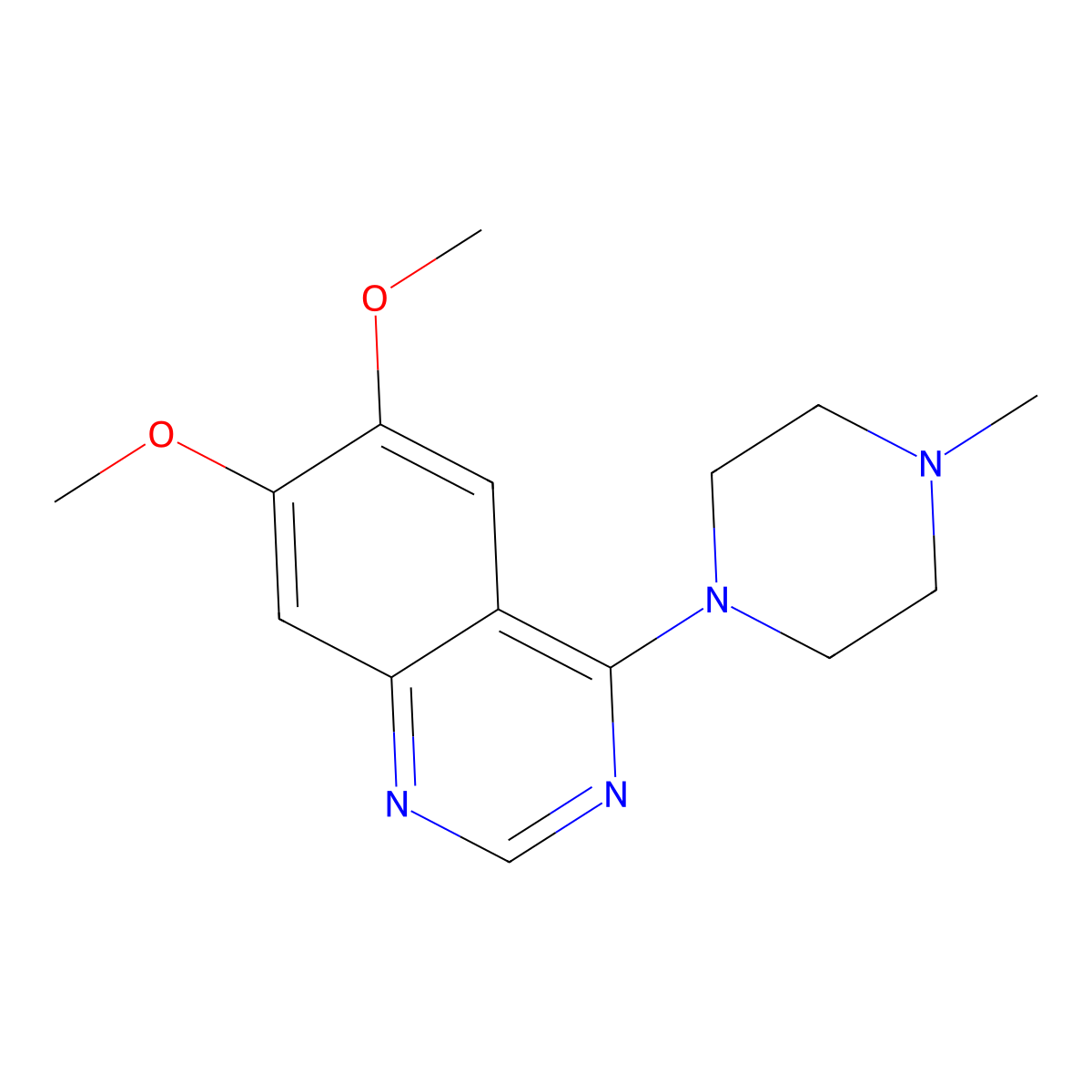 6,7-Dimethoxy-4-(4-methylpiperazin-1-yl)quinazoline molecular structure, CAS 21584-74-7