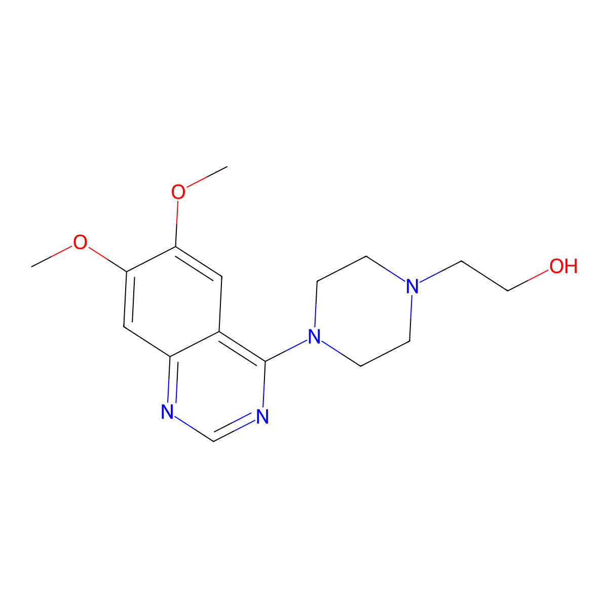 2-[4-(6,7-Dimethoxyquinazolin-4-yl)piperazin-1-yl]ethan-1-ol molecular structure, CAS 21584-78-1
