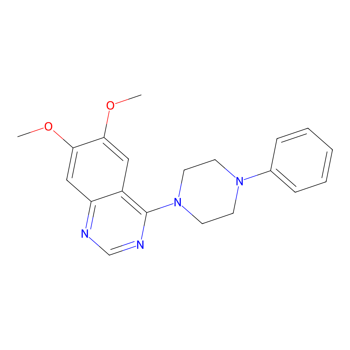 6,7-Dimethoxy-4-(4-phenylpiperazin-1-yl)quinazoline molecular structure, CAS 21584-80-5