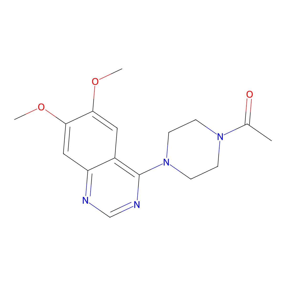 1-[4-(6,7-Dimethoxyquinazolin-4-yl)piperazin-1-yl]ethanone molecular structure, CAS 21584-89-4