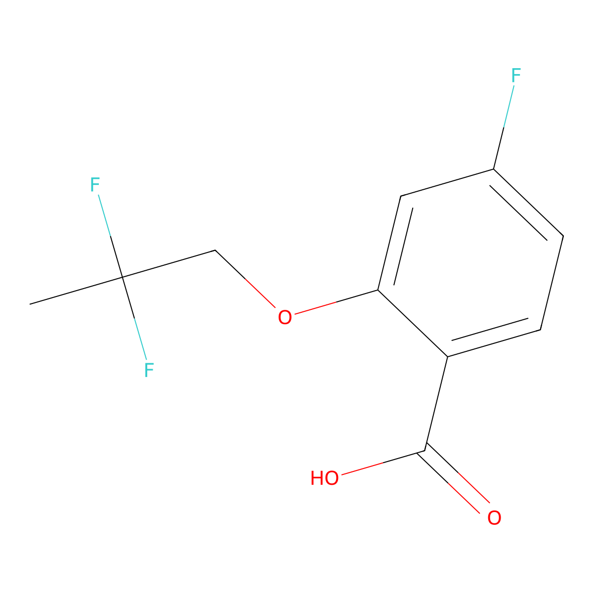 2-(2,2-Difluoro-propoxy)-4-fluoro-benzoic acid molecular structure, CAS 2158482-07-4
