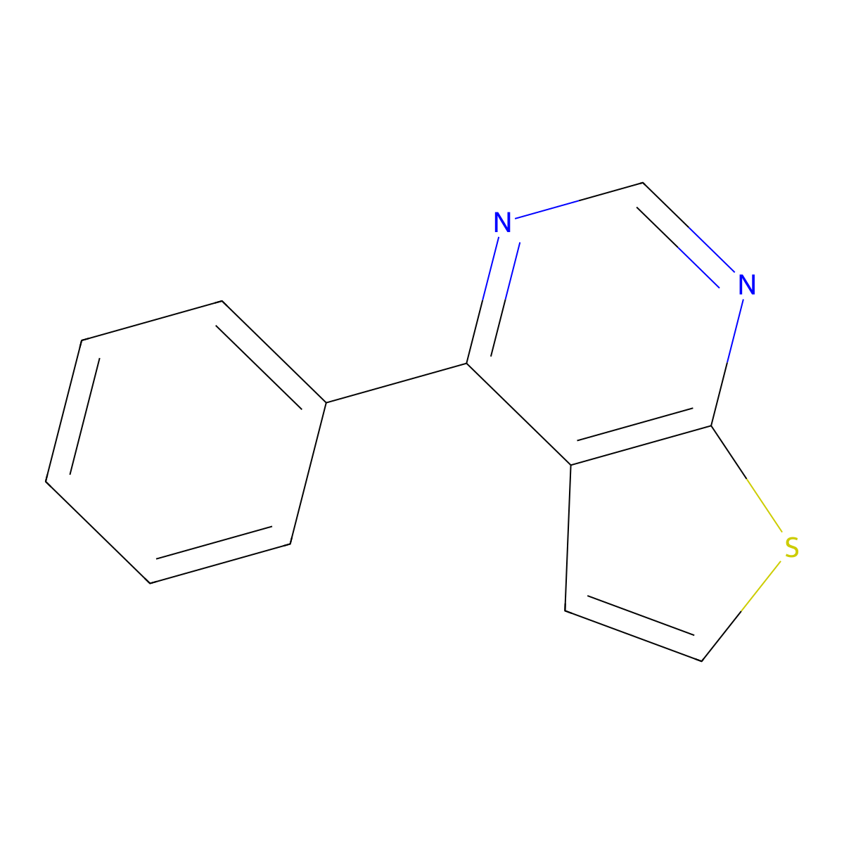 Thieno[2,3-d]pyrimidine, 4-phenyl- molecular structure, CAS 21585-92-2