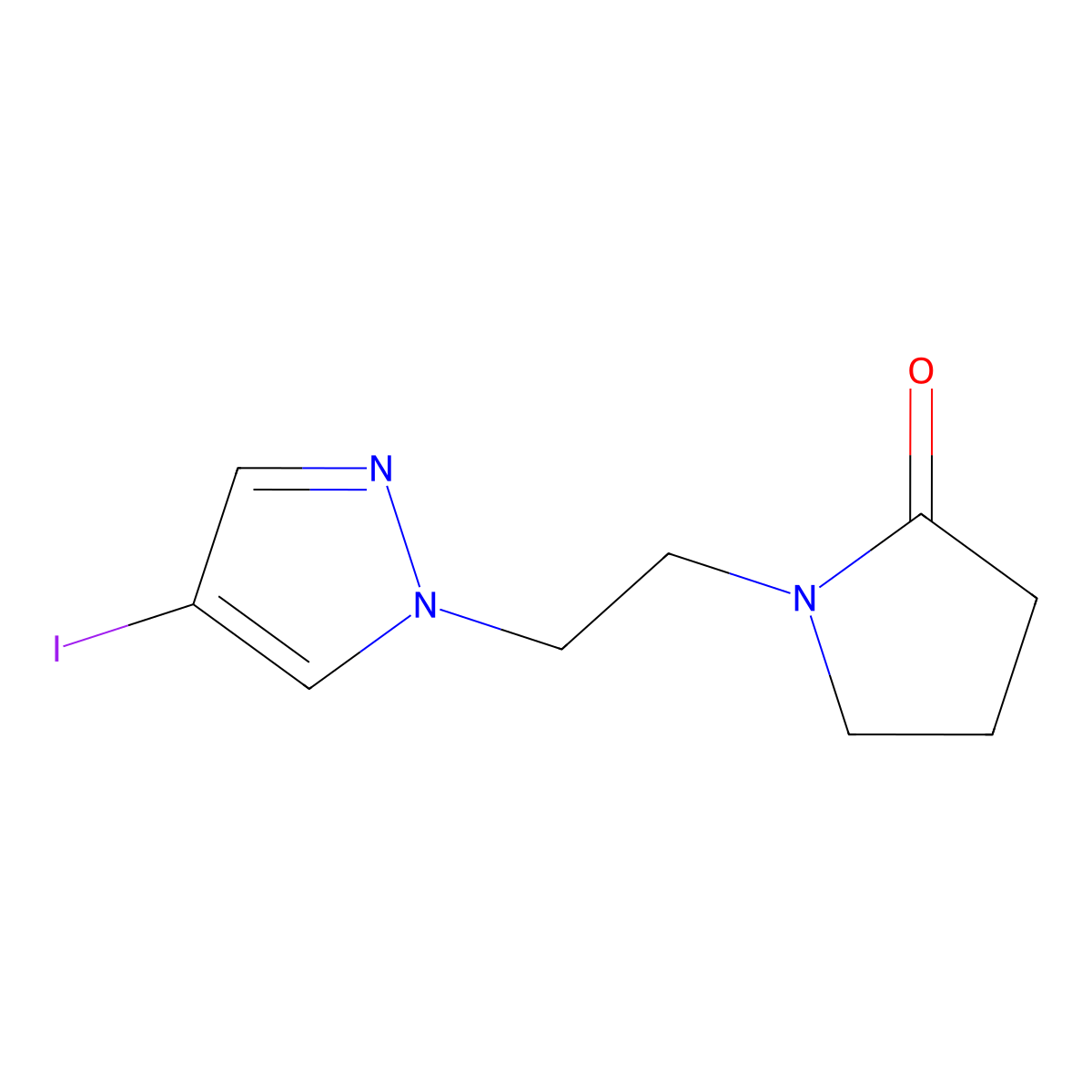 1-[2-(4-Iodopyrazol-1-yl)ethyl]pyrrolidin-2-one molecular structure, CAS 2158527-43-4