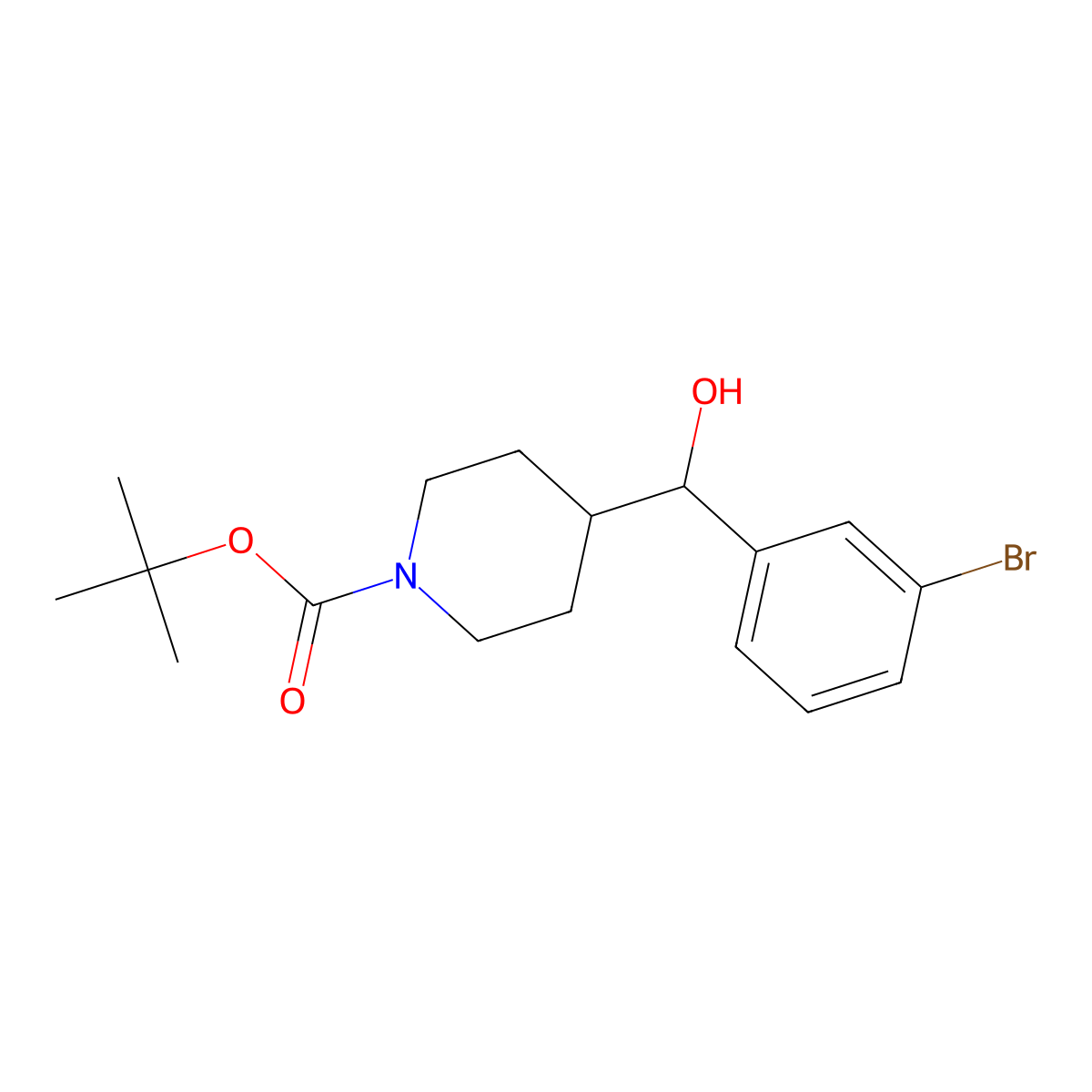 Tert-butyl 4-[(3-bromophenyl)(hydroxy)methyl]piperidine-1-carboxylate molecular structure, CAS 2158541-78-5
