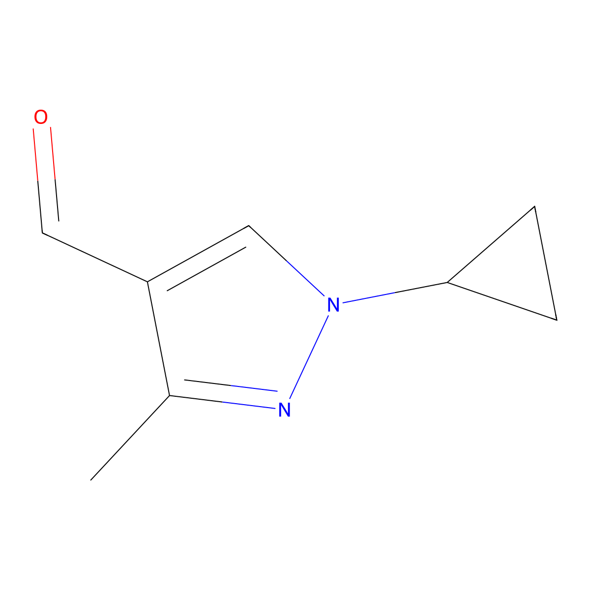 1-cyclopropyl-3-methyl-1H-pyrazole-4-carbaldehyde molecular structure, CAS 2158550-87-7