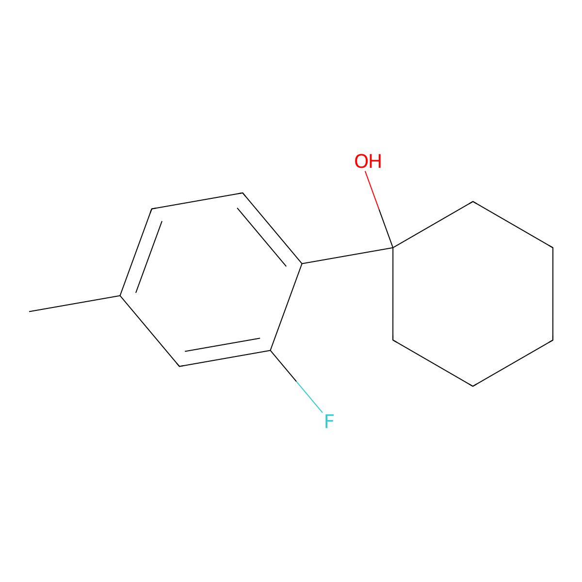 1-(2-Fluoro-4-methylphenyl)cyclohexanol molecular structure, CAS 2158575-64-3