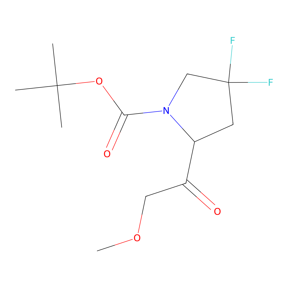 Tert-butyl 4,4-difluoro-2-(2-methoxyacetyl)pyrrolidine-1-carboxylate molecular structure, CAS 2158576-32-8