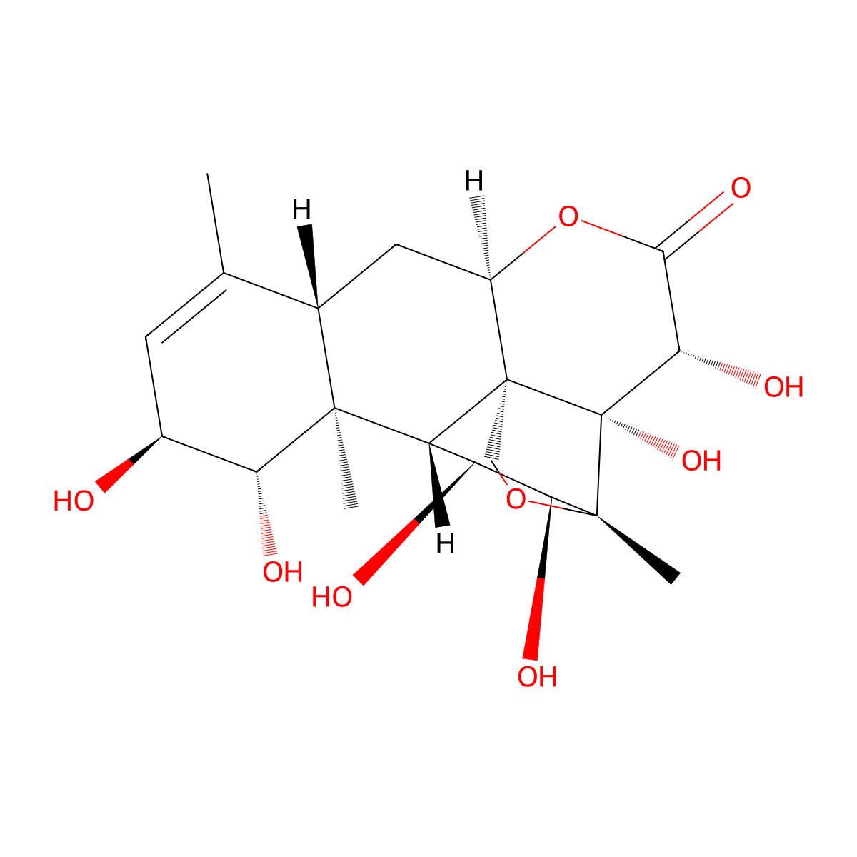(1beta,2alpha,11beta,12alpha,15beta)-13,20-Epoxy-1,2,11,12,14,15-hexahydroxypicras-3-en-16-one molecular structure, CAS 21586-90-3