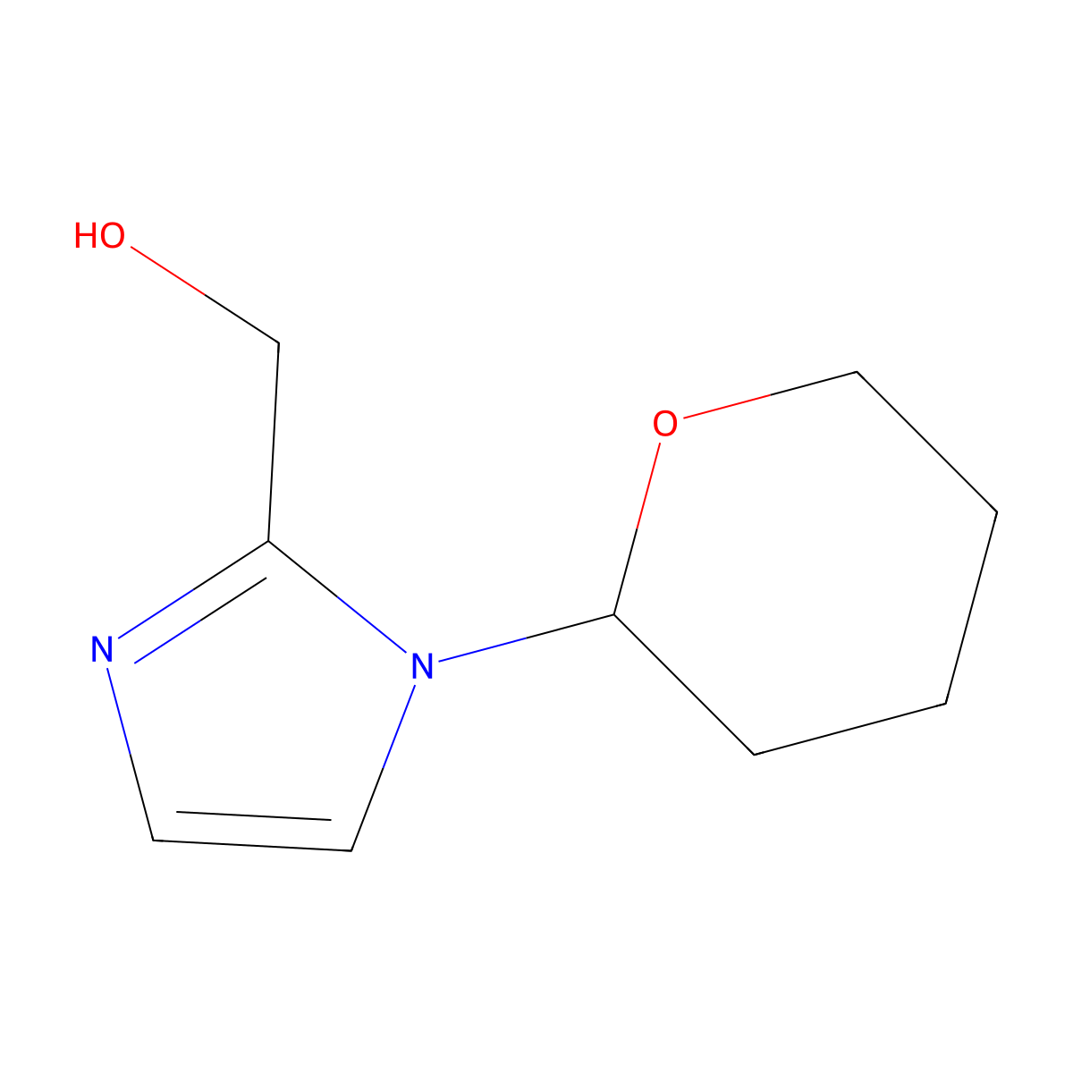 (1-(Tetrahydro-2H-pyran-2-yl)-1H-imidazol-2-yl)methanol molecular structure, CAS 2158677-73-5