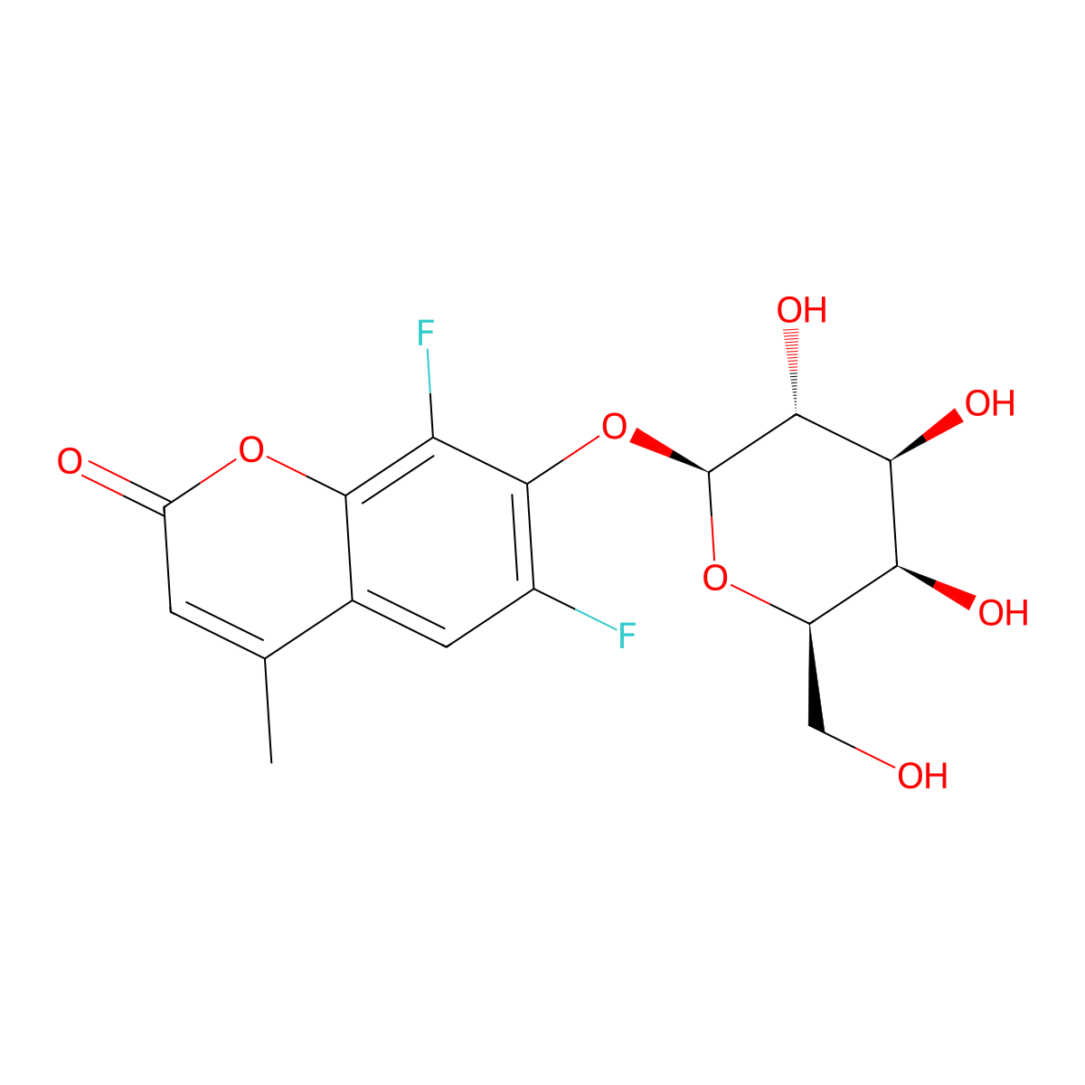 6,8-Difluoro-4-methyl-2-oxo-2H-1-benzopyran-7-yl beta-D-galactopyranoside molecular structure, CAS 215868-26-1