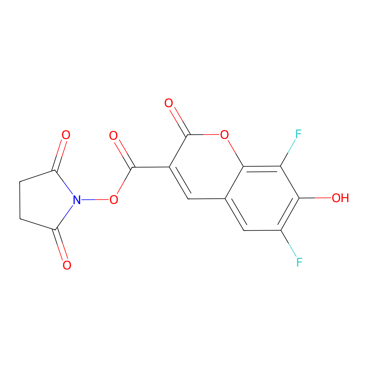 Pacific Blue succinimidyl ester molecular structure, CAS 215868-33-0