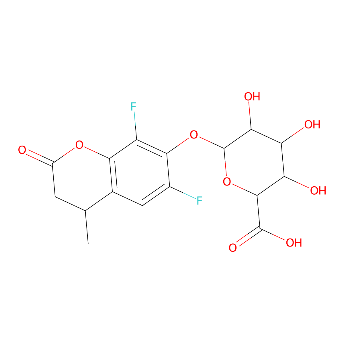 6,8-Difluoro-4-methylumbelliferyl b-D-glucuronide molecular structure, CAS 215868-36-3
